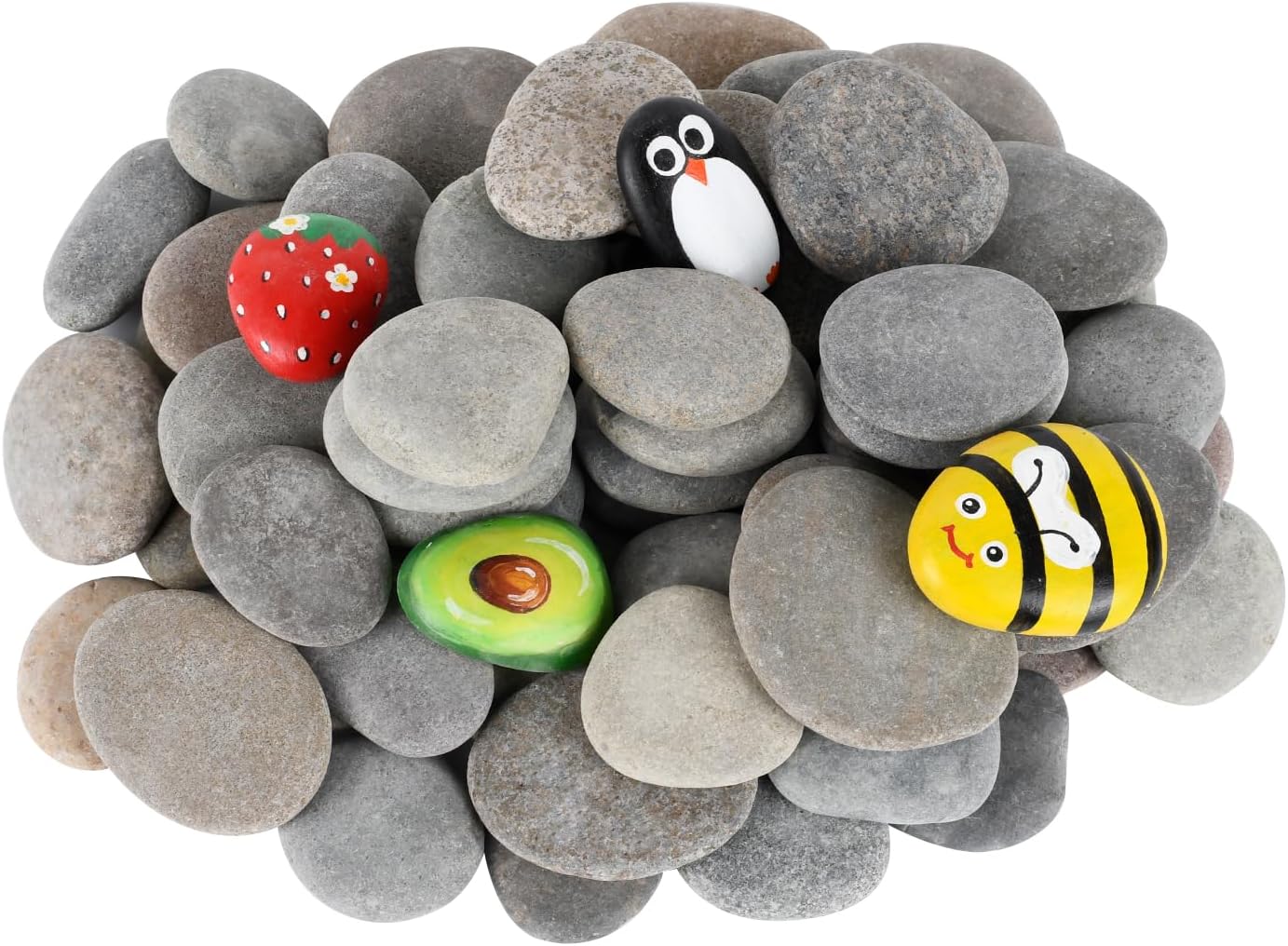 Simetufy 25 Pcs River Rocks for Painting, 2"-3" Painting Rocks, Flat & Smooth Ro...