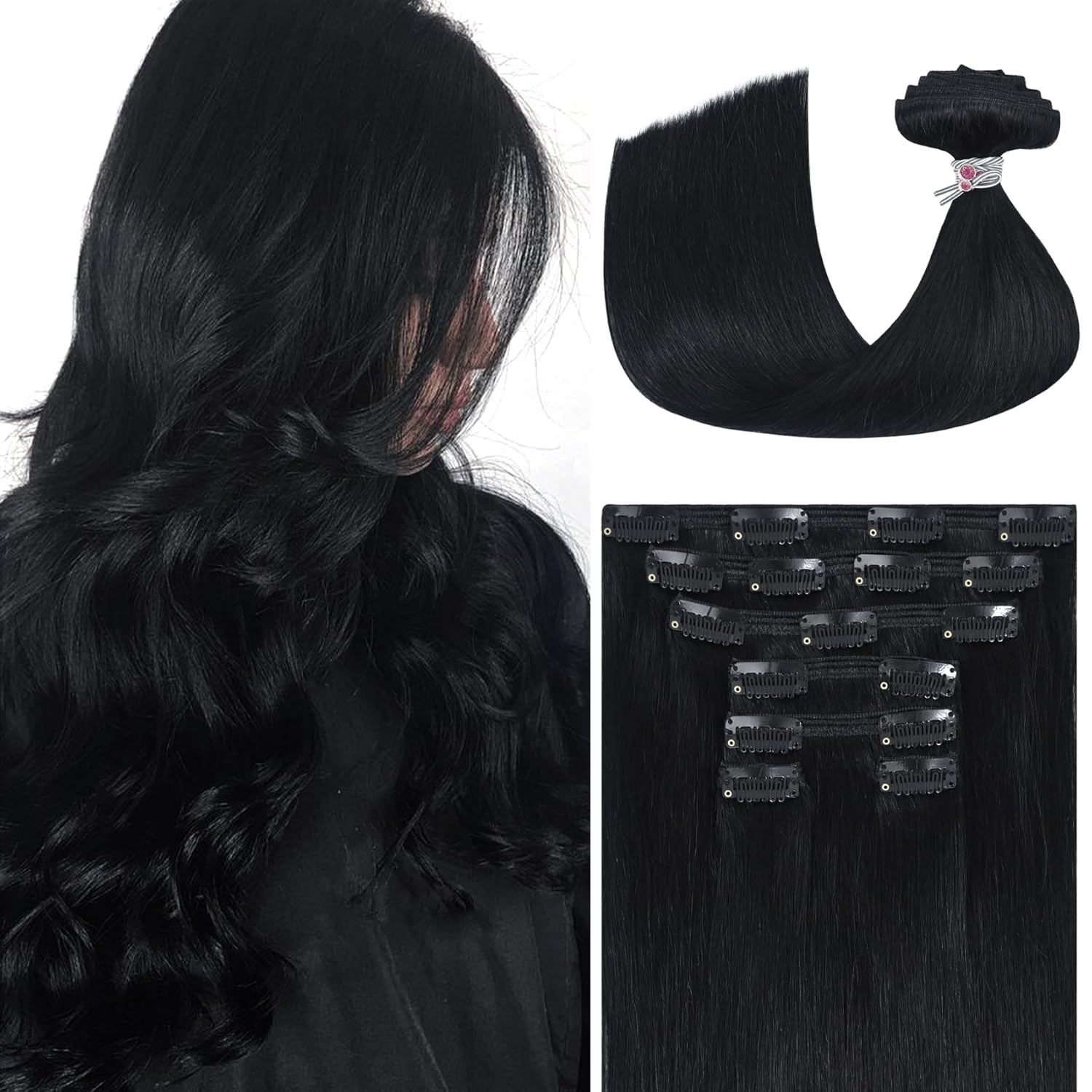Ukira Hair Extensions Real Human Hair Clip ins, Je...