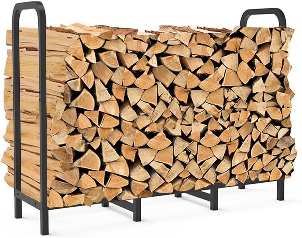 4ft Firewood Rack Holder, Adjustable Heavy Duty Fire Log Stacker Stand for Firep...