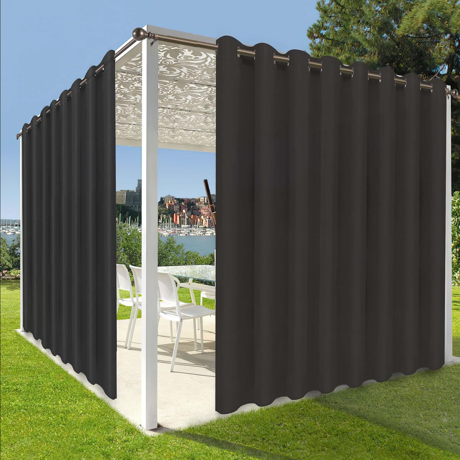 OutdoorLines Waterproof Outdoor Curtains for Patio, Special Privacy Sun Blocking...