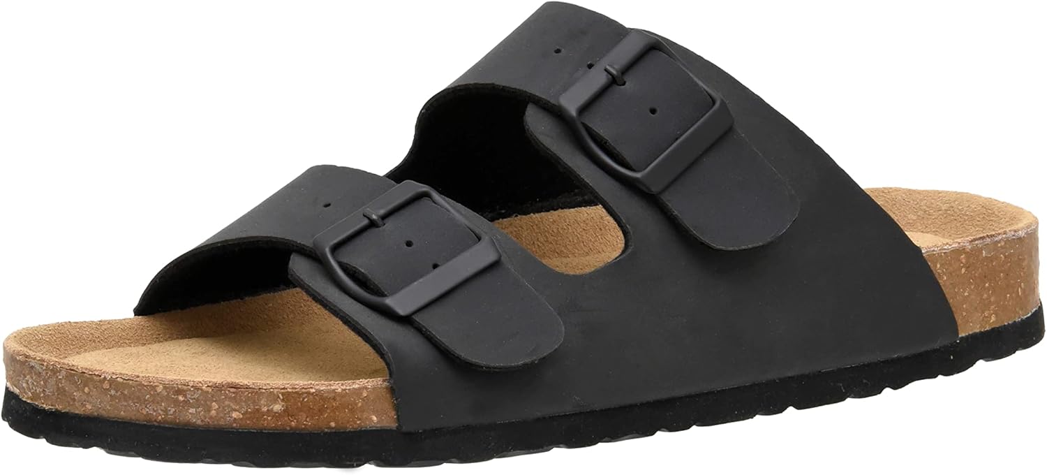 CUSHIONAIRE Men's Lane Cork footbed Sandal with Adjustable Buckle Straps +Comfor...