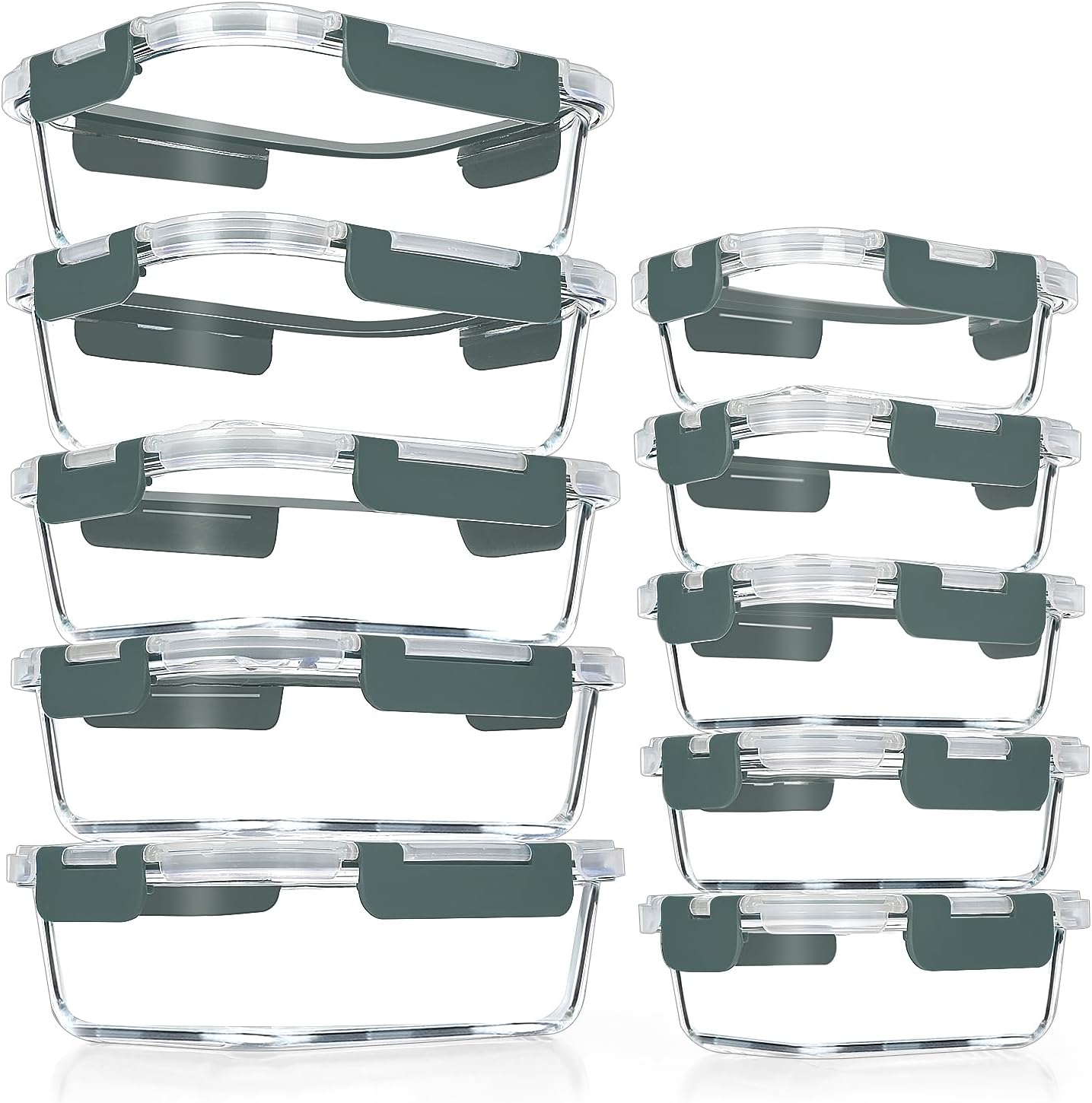 VERONES 10 Pack Glass Meal Prep Containers, Airtight Glass Lunch Containers, Sta...