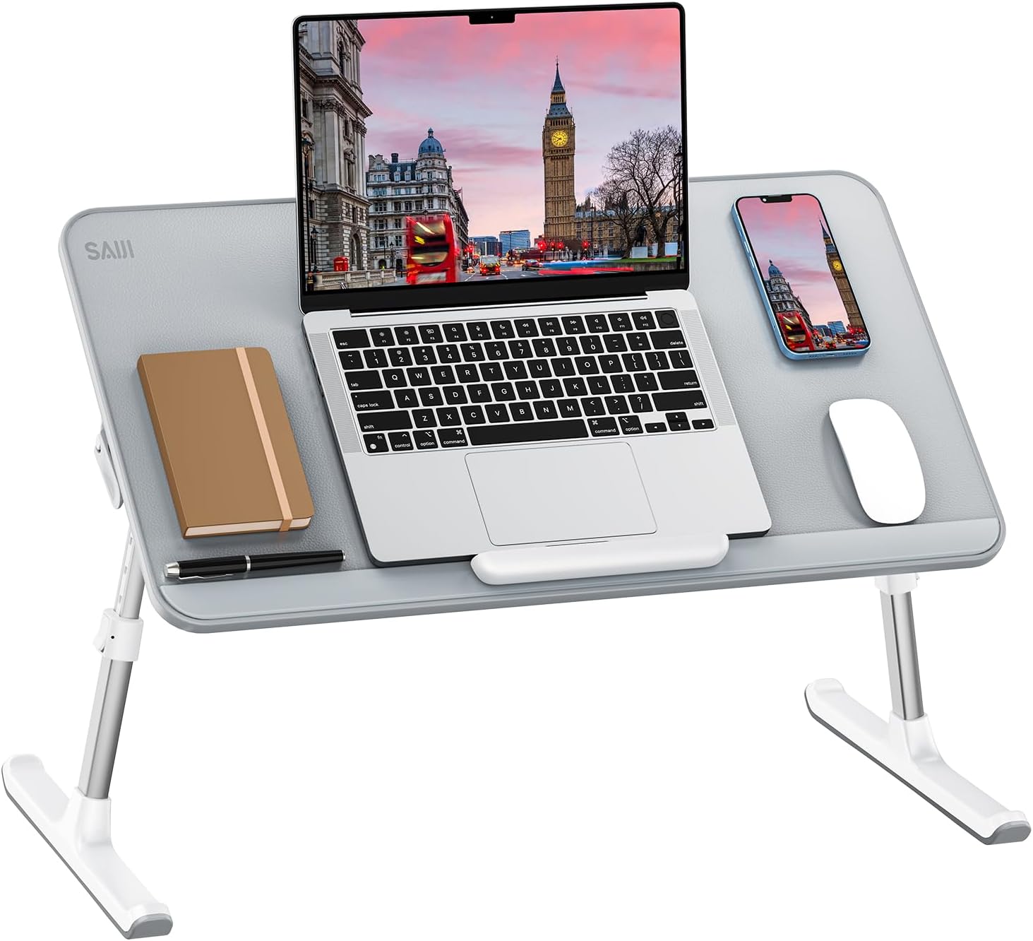 Lap Desk, SAIJI Bed Table, Thick Stable Feet, Height and Angle Adjustable, Enoug...