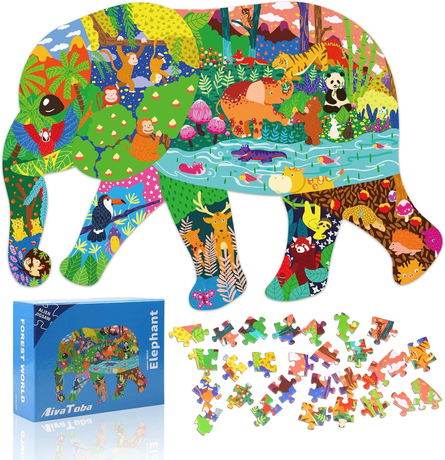 Elephant Jigsaw Puzzle for Kids, 200 Pieces Puzzles, Best Gift for Children Age...