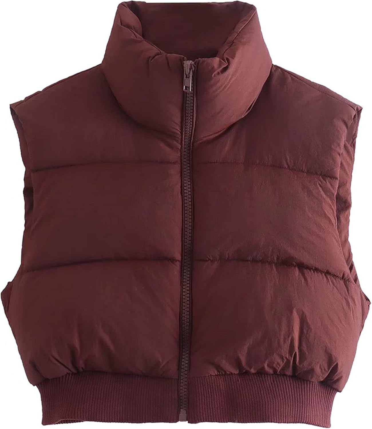 UANEO Cropped Puffer Vest, Special Zip Up Stand Collar Sleeveless Padded Crop, I...