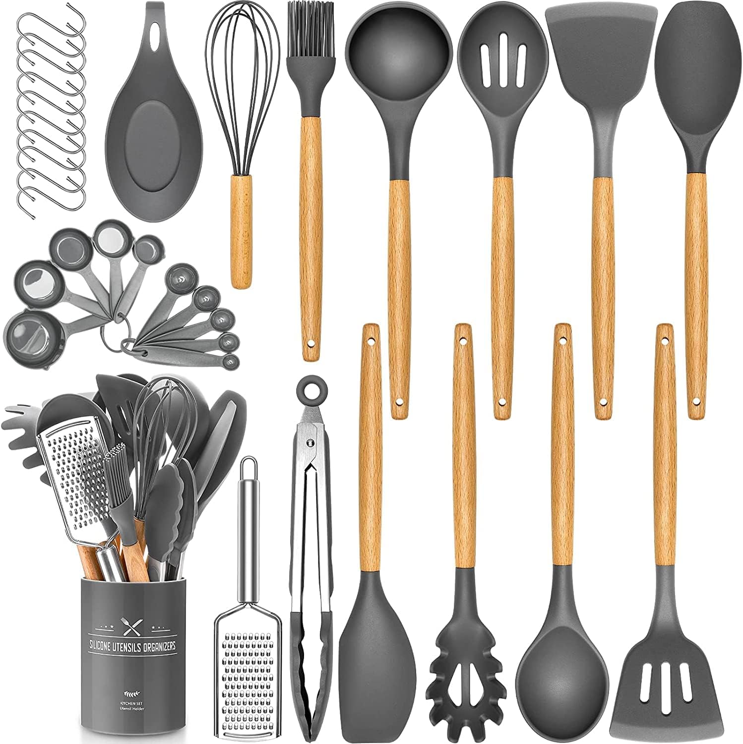 34 PCS Silicone Kitchen Cooking Utensils Set, Heat-Resistant Utensil Set with Pr...