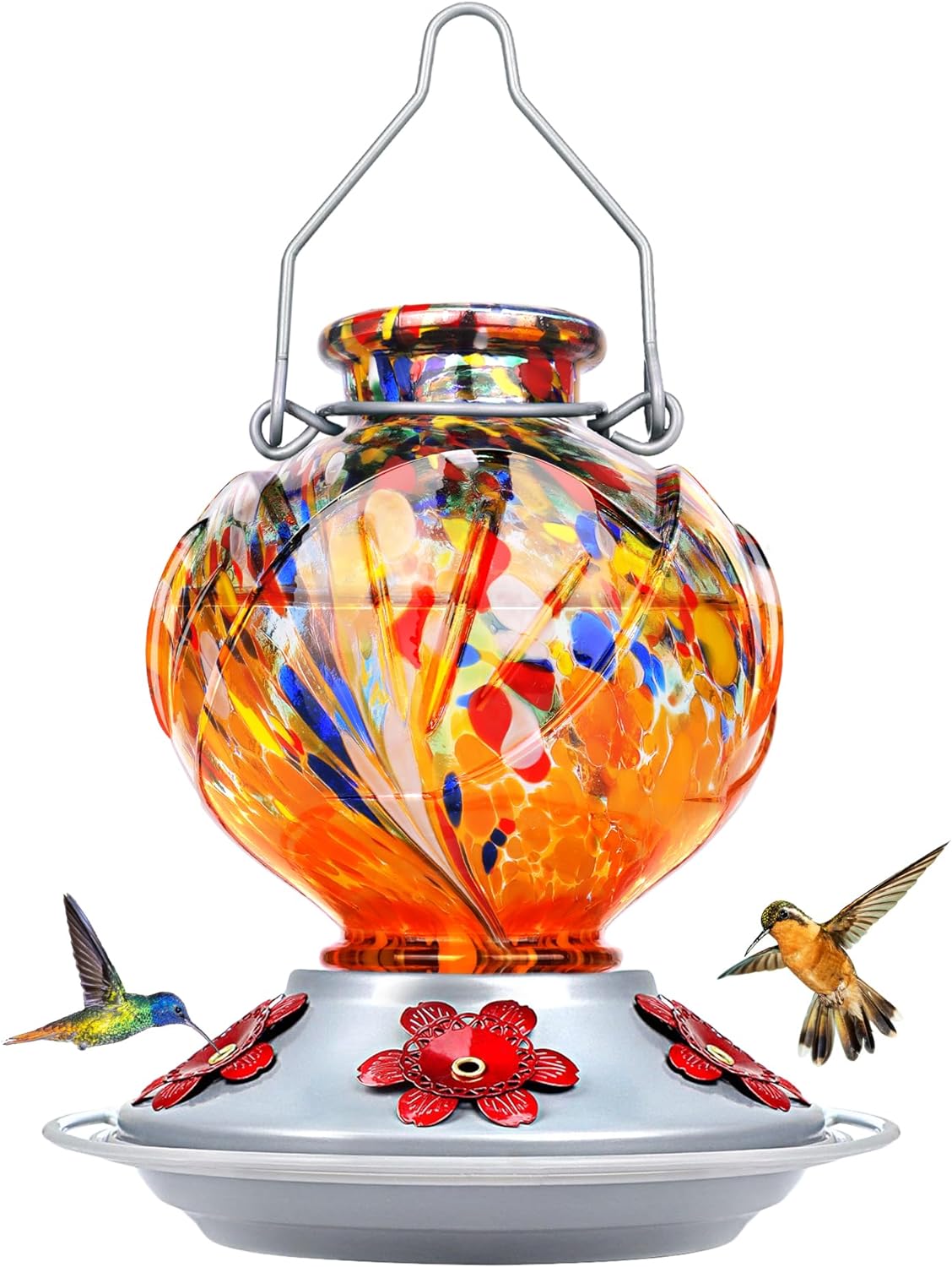 BOLITE Hummingbird Feeder, Special Hand Blown Glass Hummingbird Feeders, Unique...