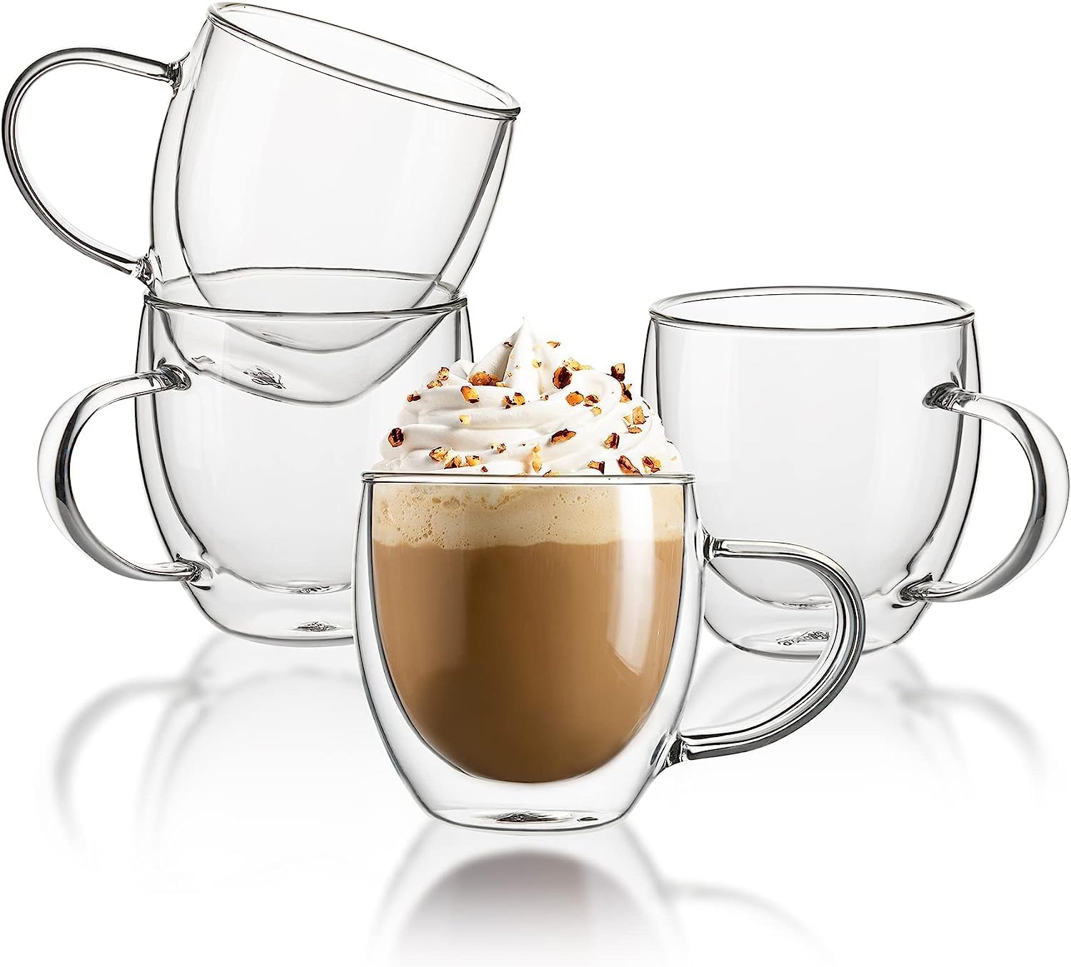 Sweese Clear Coffee Mugs - 8 oz Double Wall Glass Coffee Mugs Set of 4, Perfect...