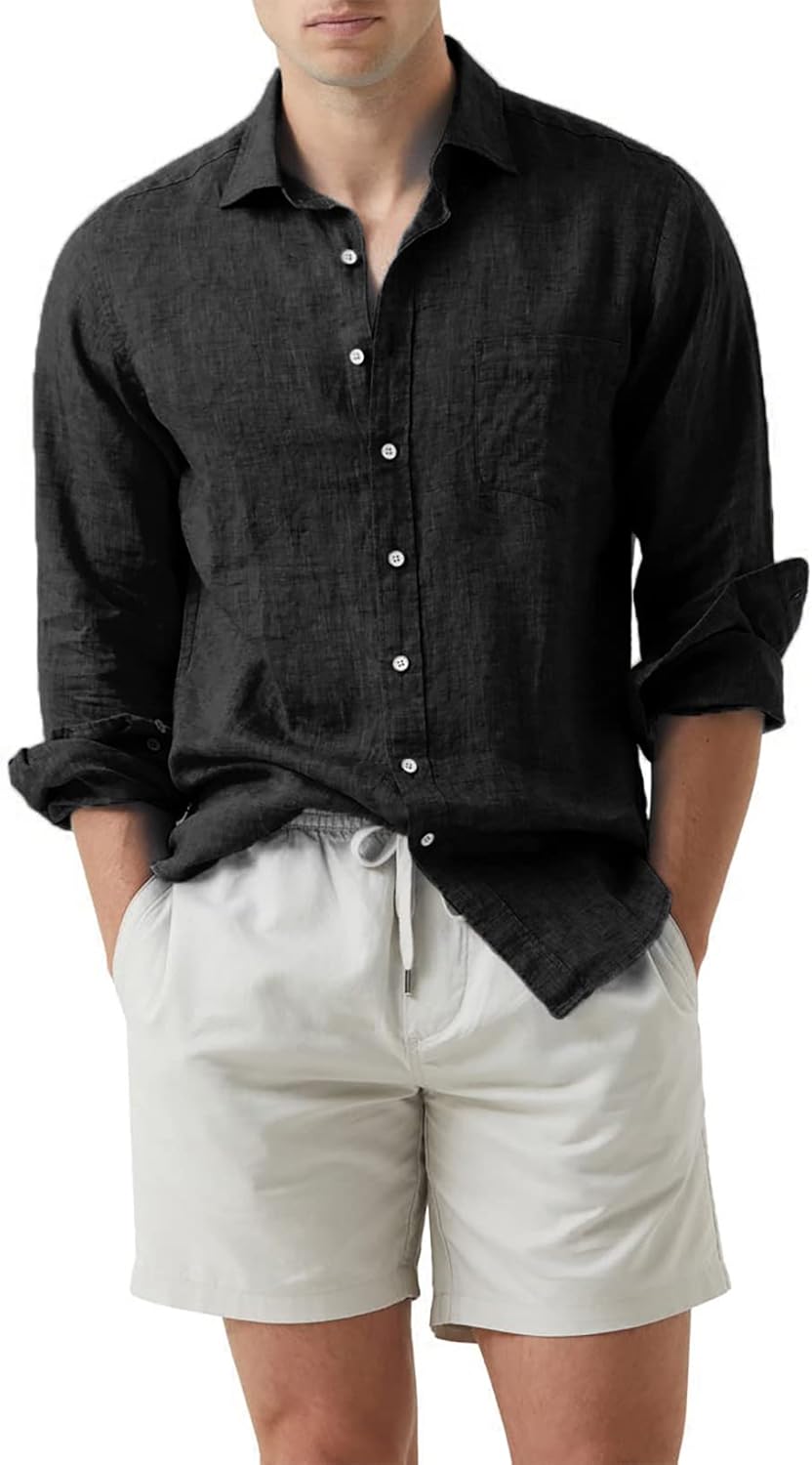JMIERR Mens Cotton Linen Shirt, Special Stylish Button Down Shirt, High-Quality...
