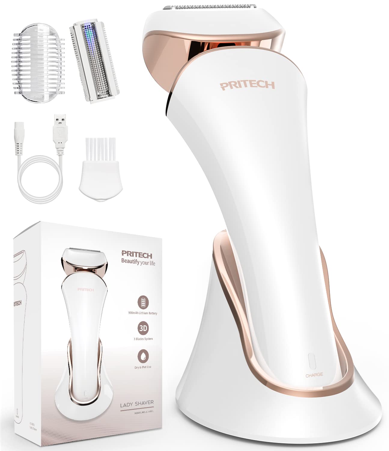 PRITECH Electric Shaver for Women - Cordless Ladies Shaver, Lady Razor for Legs,...
