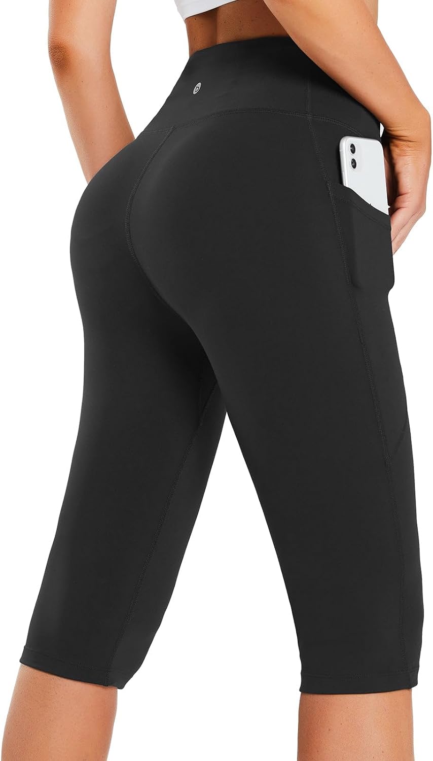 BALEAF Women's Capris with Pockets Knee Length Capri Leggings High Waisted Stret...