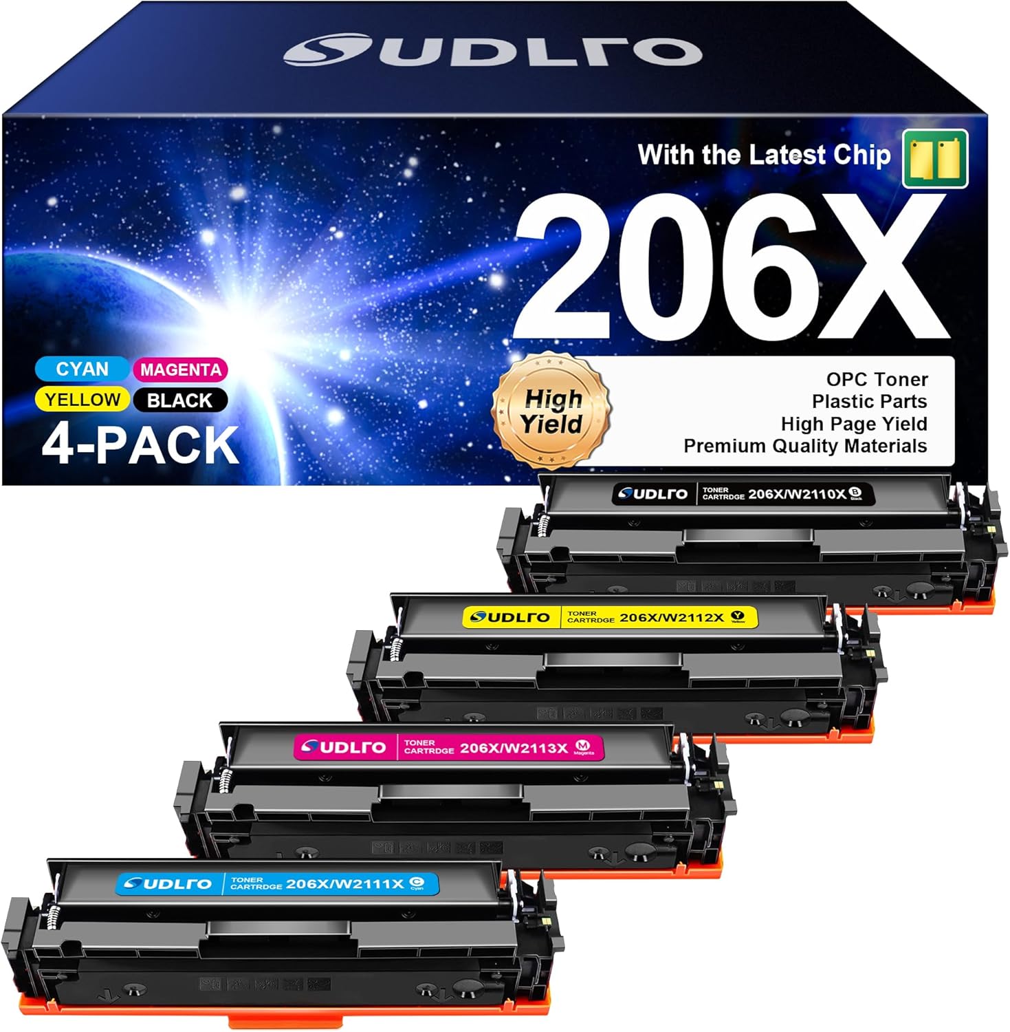 206X Toner Cartridges 4 Pack Replacement for HP 206X Toner Cartridges 4 Pack Hig...