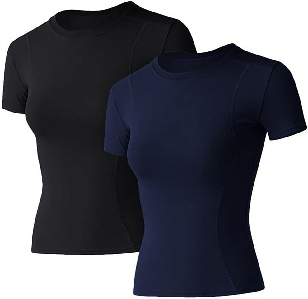 Loovoo Women Workout Shirts 1/2/3 Pack Athletic Compression Tee Dry Fit Yoga Gym...