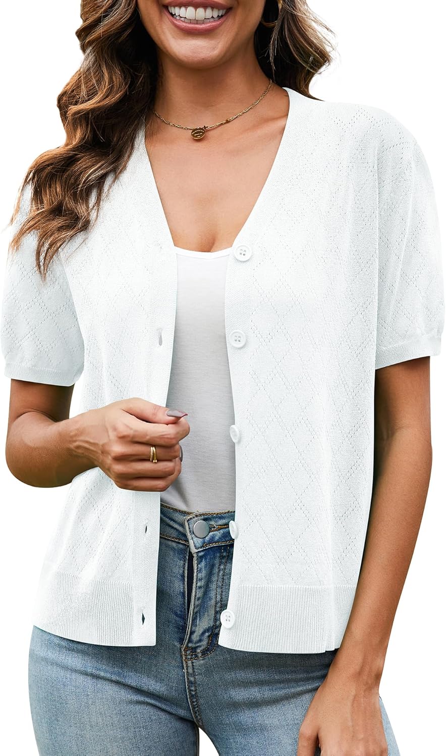 VIISHOW Lightweight Summer Cardigan for Women, Button Down Open Front V Neck Cro...