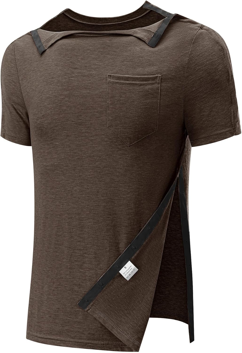 Poriff Men's Post Shoulder Surgery Recovery Shirts Full Tear Away Short Sleeve S...