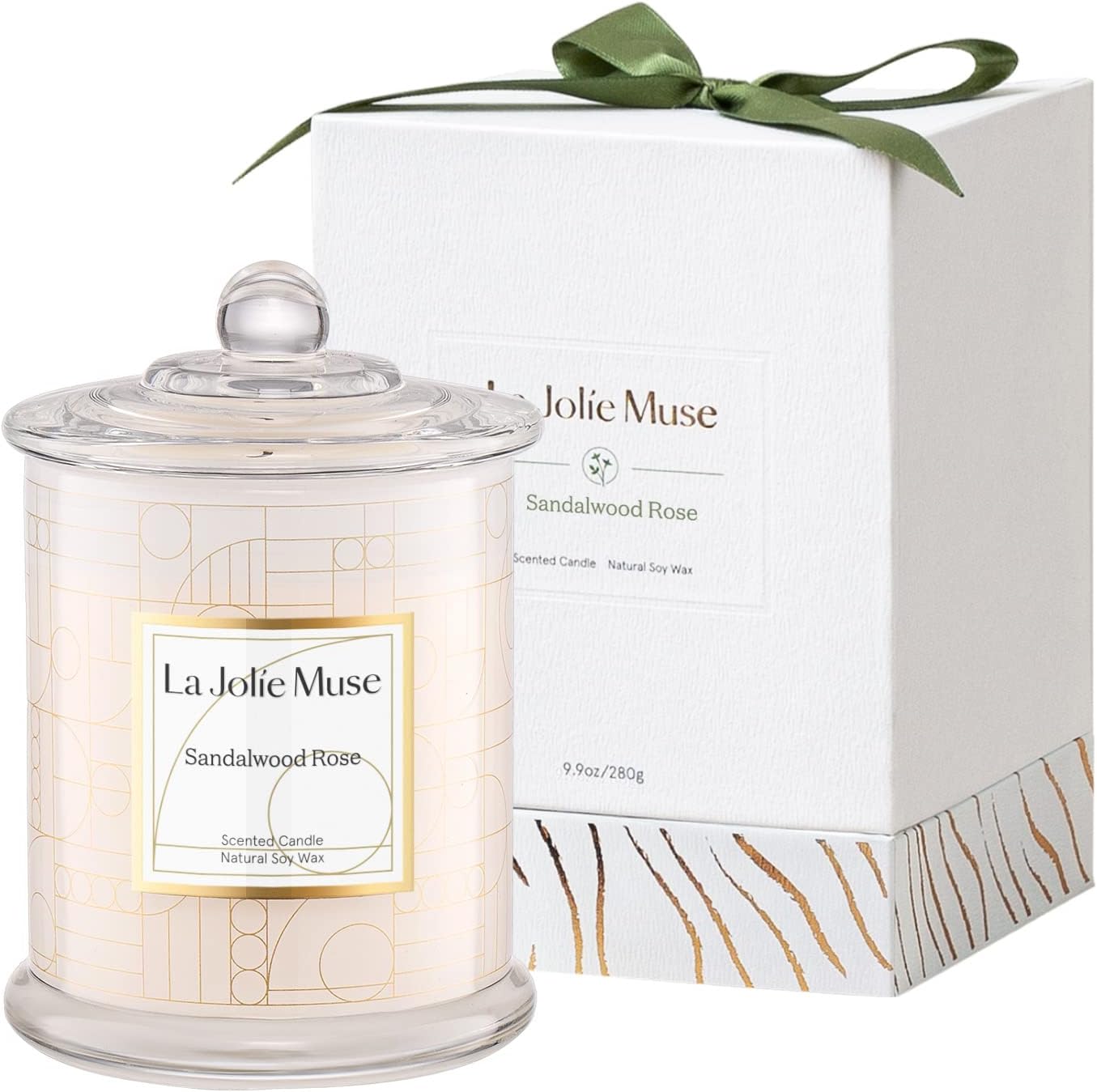 LA JOLIE MUSE Sandalwood Rose Scented Candles, Special Birthday Gifts for Women,...