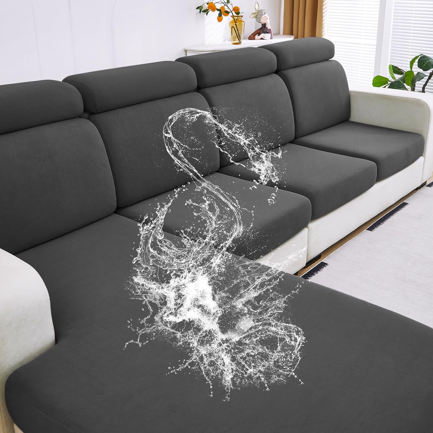 DISSA Waterproof Couch Cushion Covers, Washable Sofa Cushion Covers, Stretch Sof...