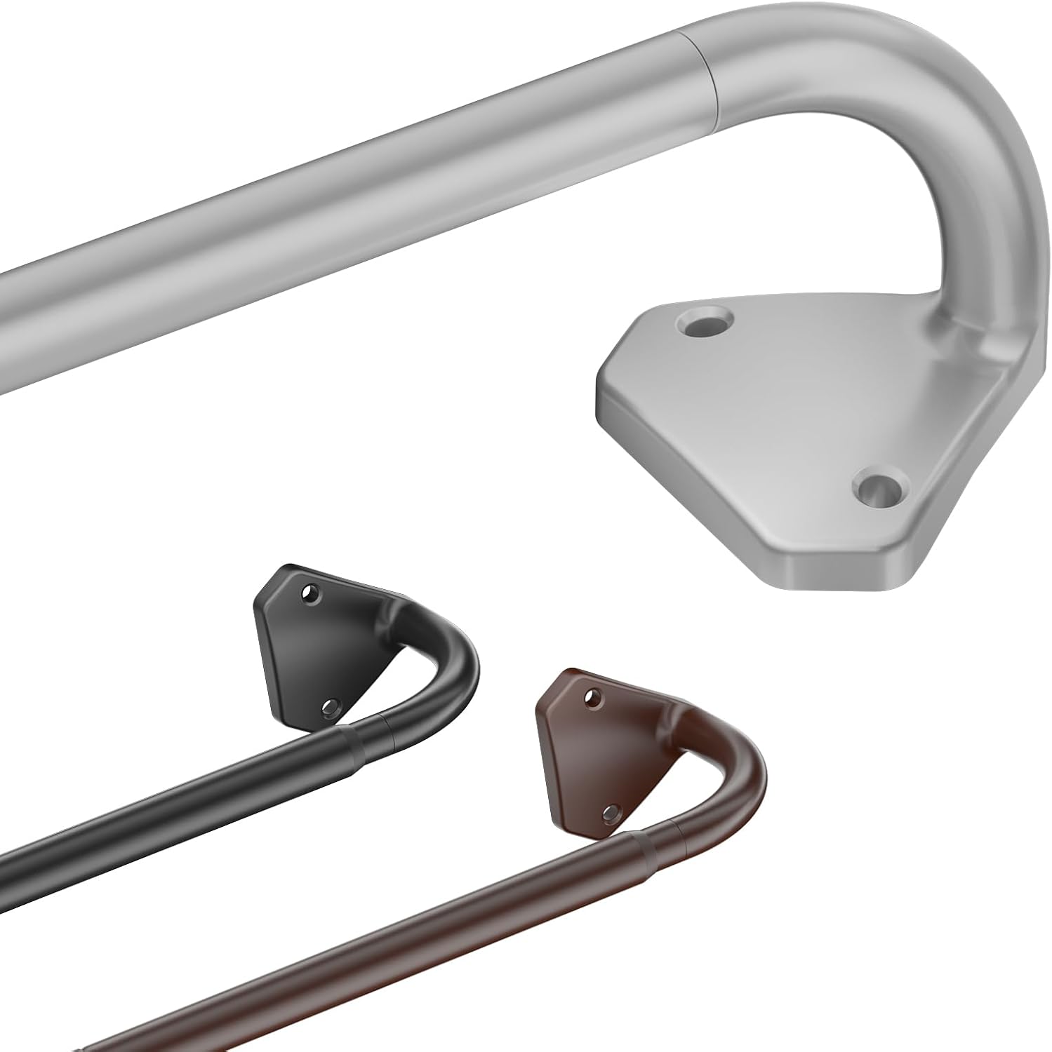 Silver Curtain Rods for Windows 48 to 84 Inch,Adjustable Blackout Curtain Rod fo...