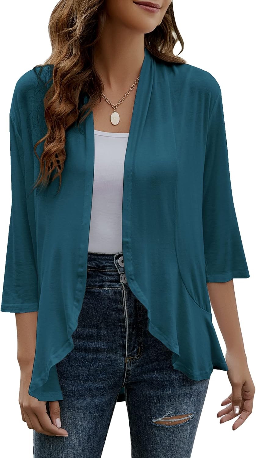 Yekaty Women Cardigan, Special Cardigan with 3/4 Sleeves Open Front, Lightweight...