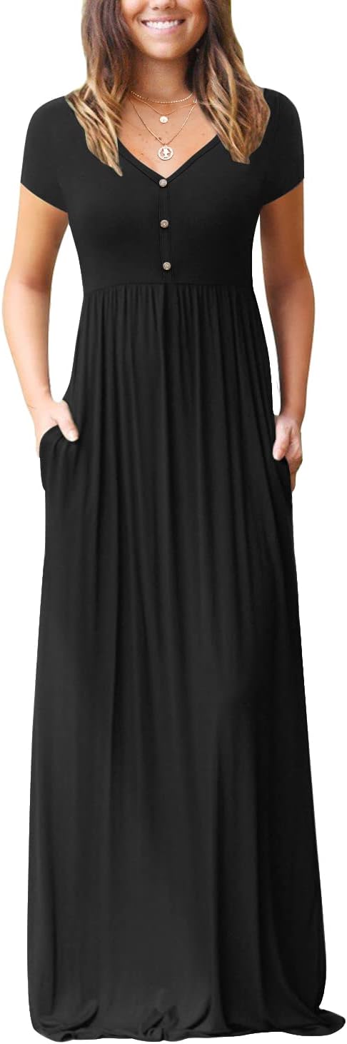 GRECERELLE Womens Long Maxi Dress, Special Summer Casual Dress with Short Sleeve...