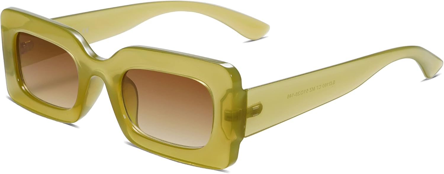 SOJOS Retro 90s Nude Rectangle Sunglasses, Special Glasses for Women and Men, Tr...