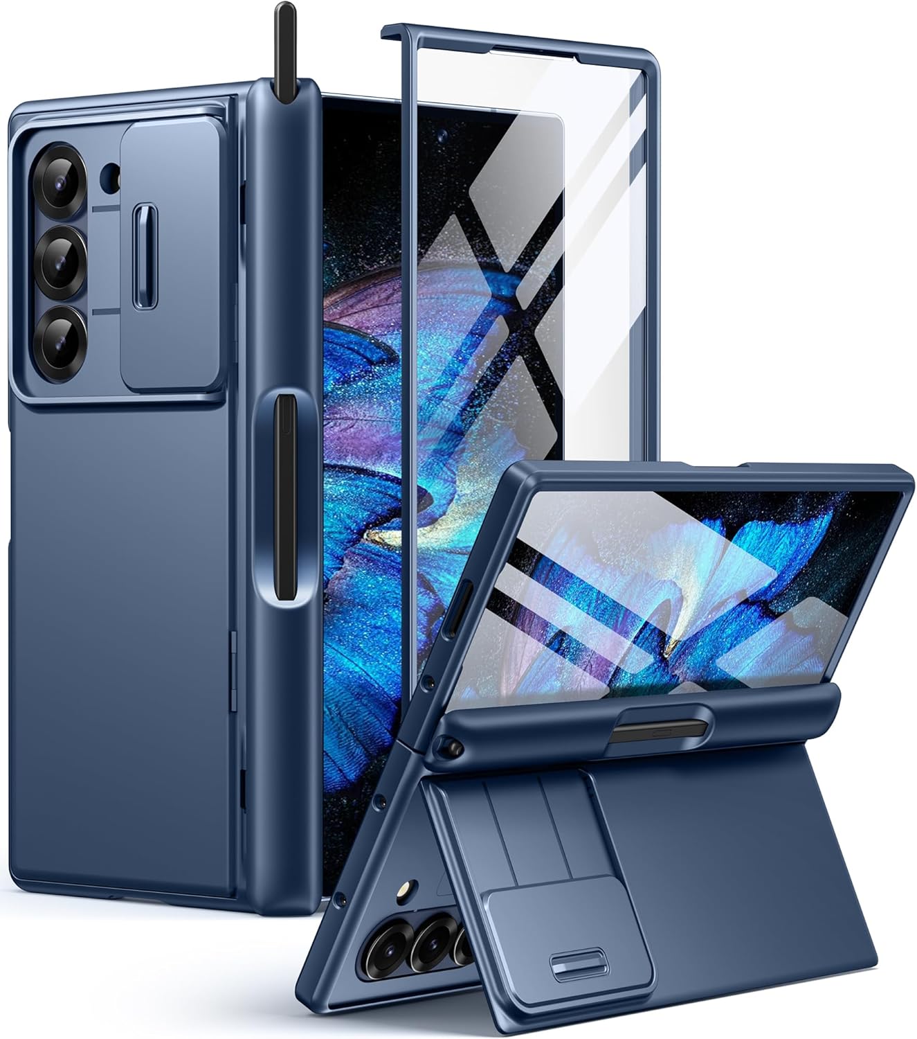 BERFY for Samsung Galaxy Z Fold 6 Case with S Pen Holder, [Built-in Screen Prote...