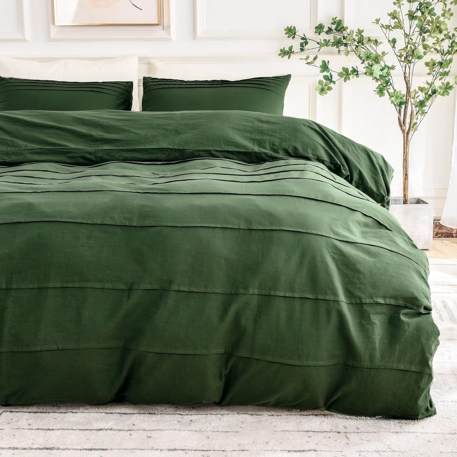 NEXHOME PRO 100% Organic Cotton Duvet Cover Oversized King Size, Linen Like Plea...