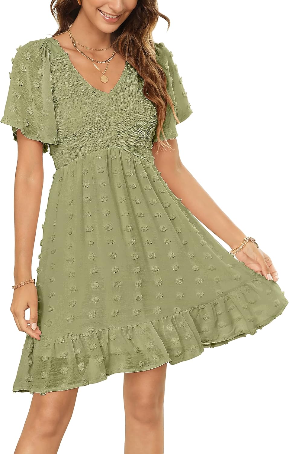 Zattcas Womens Smocked Dress, Special Summer Dress for 2024, Innovative Short Fl...