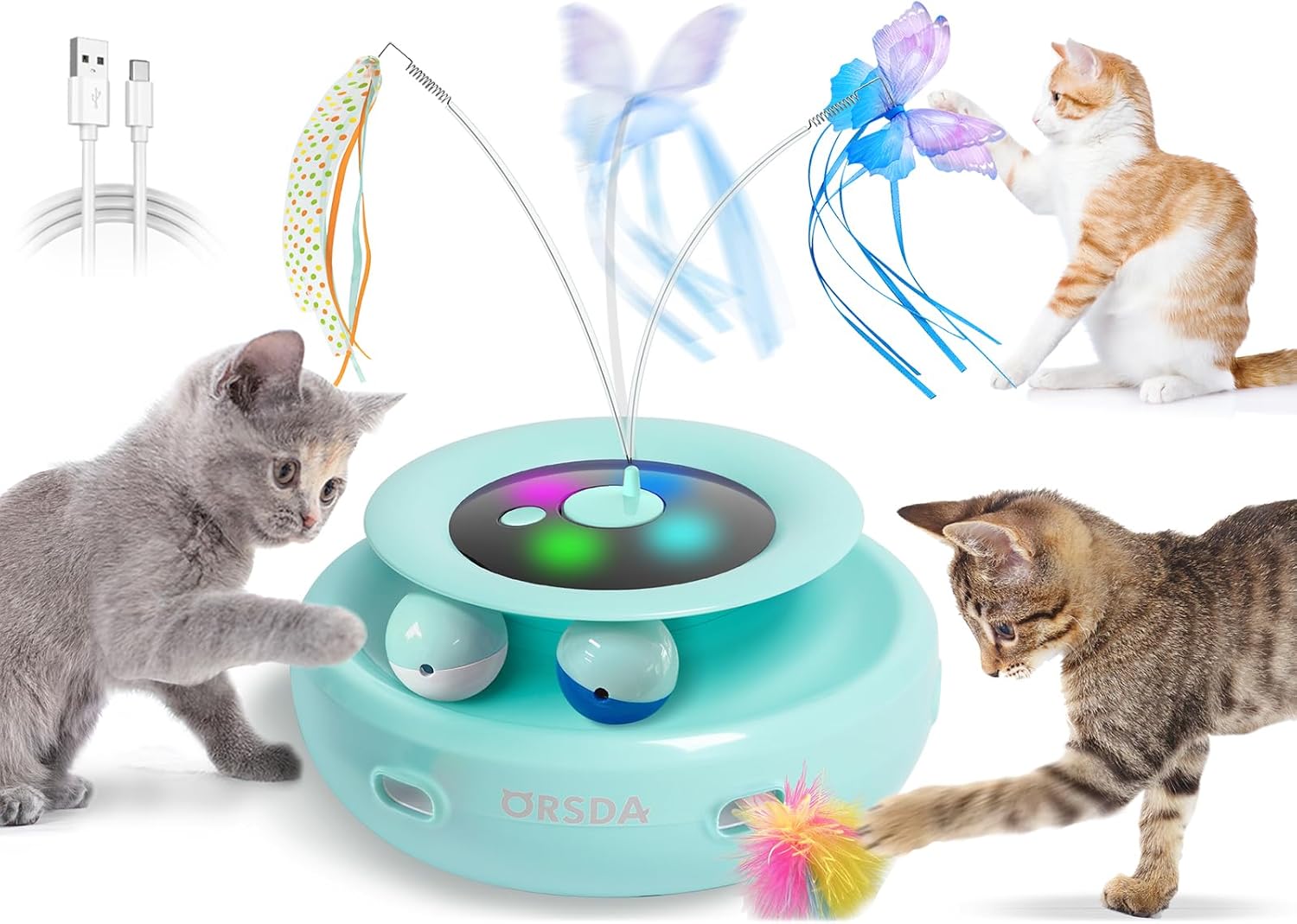 ORSDA Cat Toy, 3-in-1 Automatic Cat Toys for Indoor Cats, Electronic Whack a Mol...