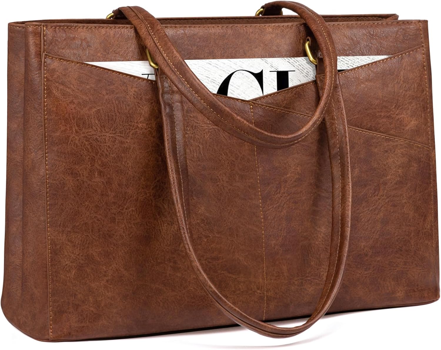 LOVEVOOK Laptop Bag for Women,17.3 Inch Laptop Tote Bag for Women,Vintage Leathe...