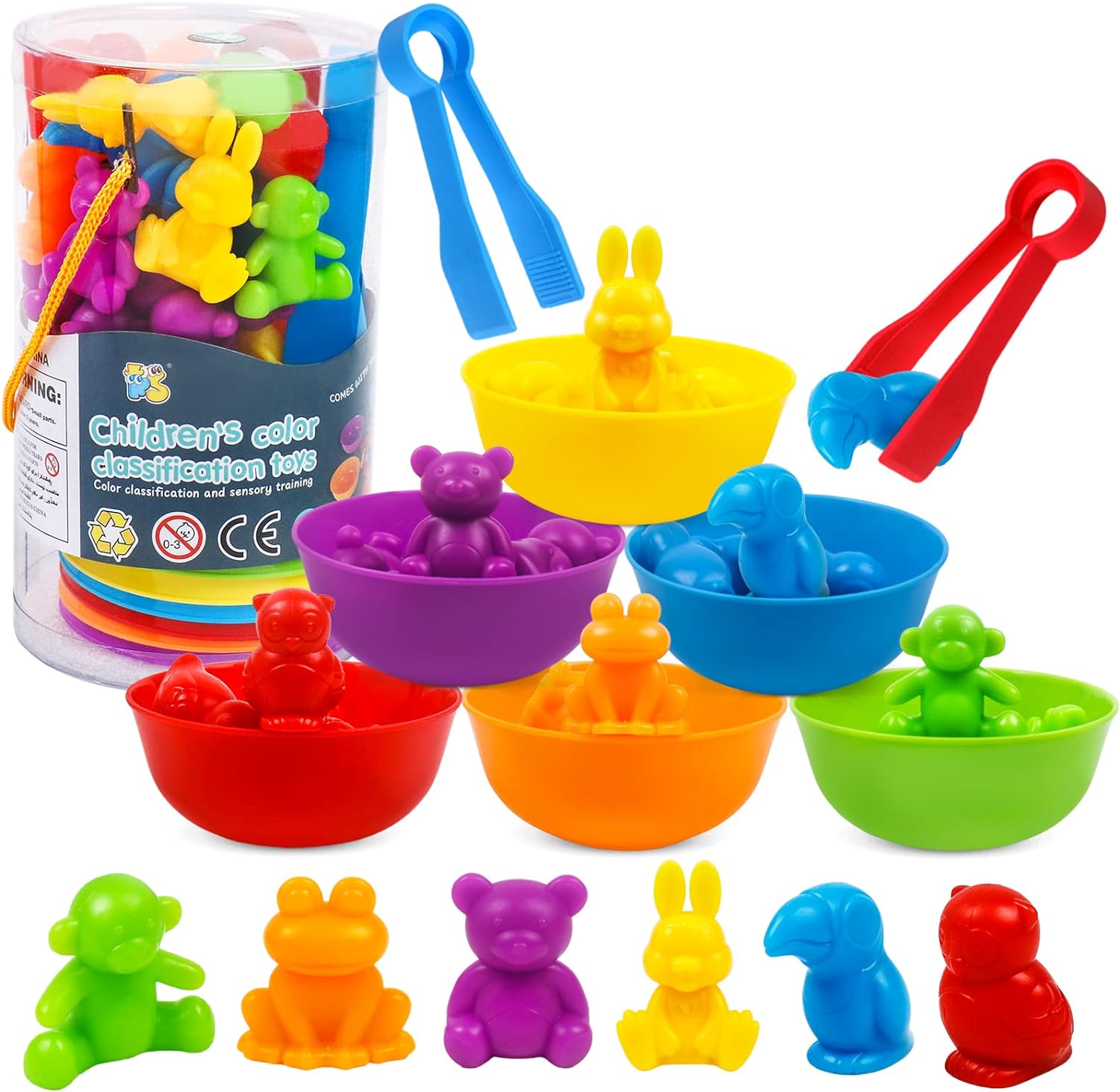 Counting Animal Matching Games Color Sorting Toys with Bowls Preschool Learning...