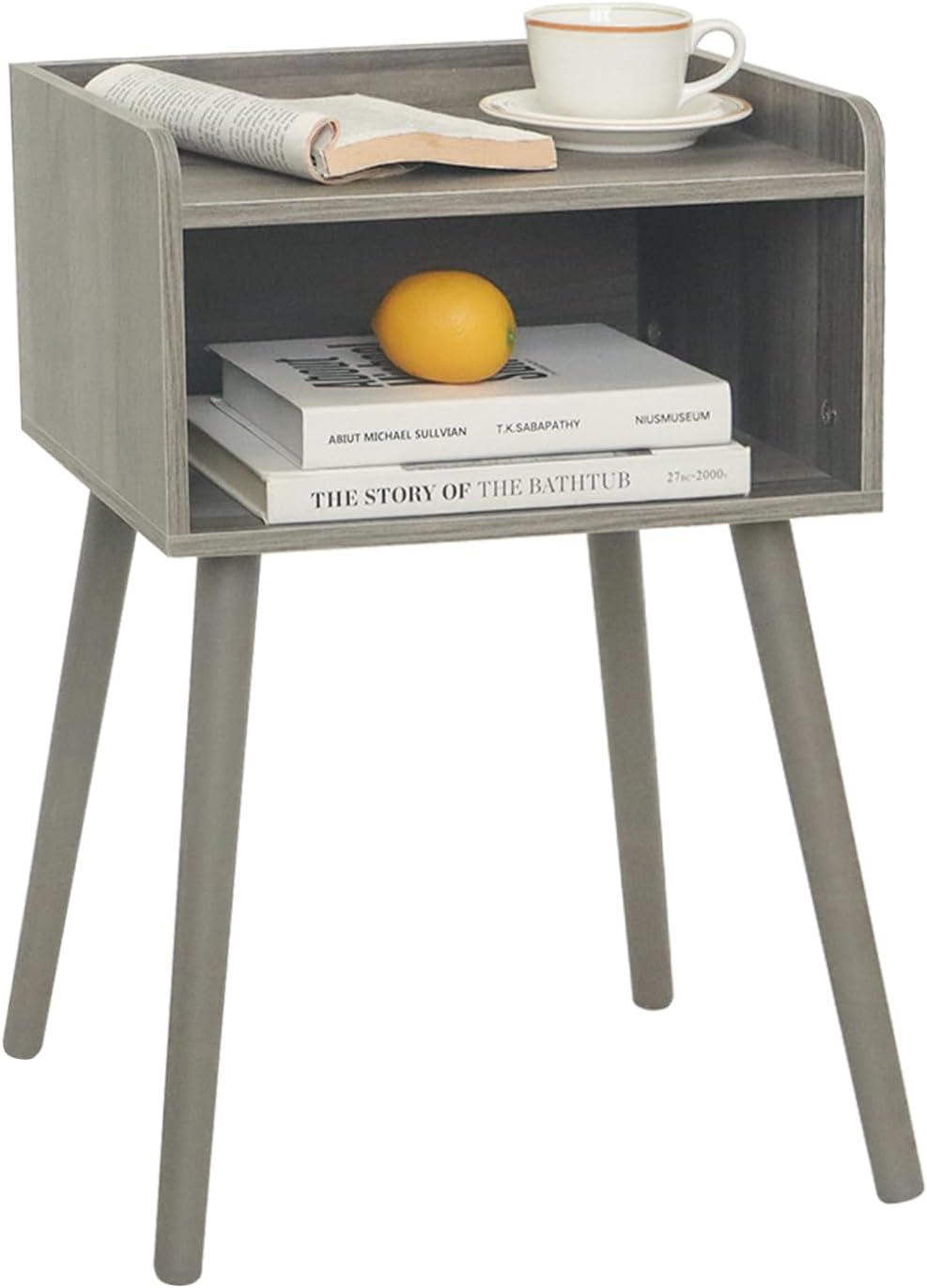 MaxSmeo Nightstand, Unique Mid Century Modern Side Table with Storage, Special B...