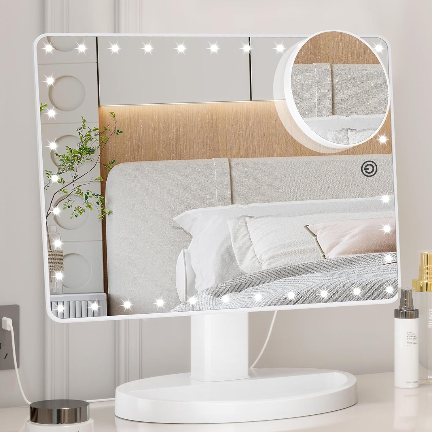 FUNTOUCH Large Lighted Vanity Makeup Mirror, Special Makeup Mirror with 35 LED L...