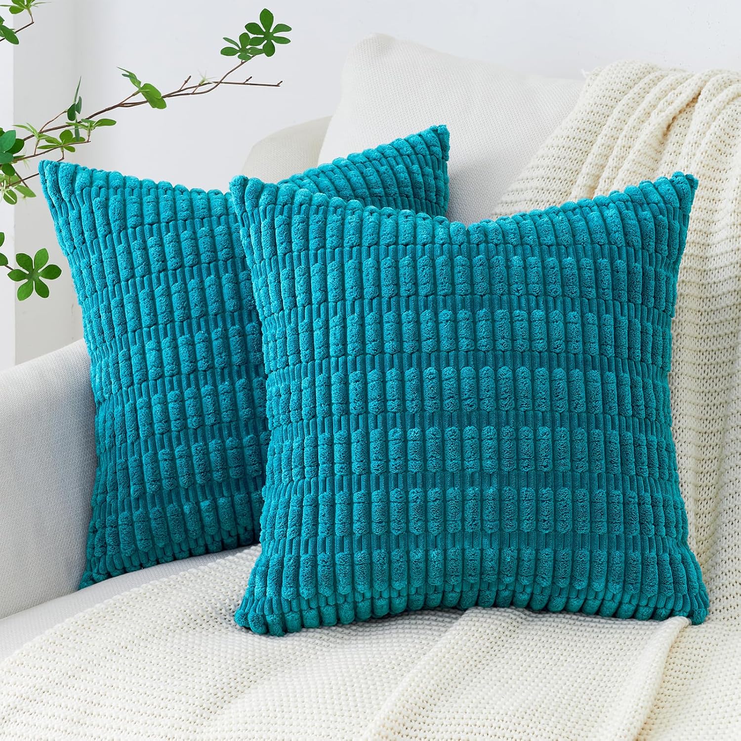 Topfinel Teal Cushion Covers 50cm x 50cm with Invisible Zip for Sofa or Bed Deco...