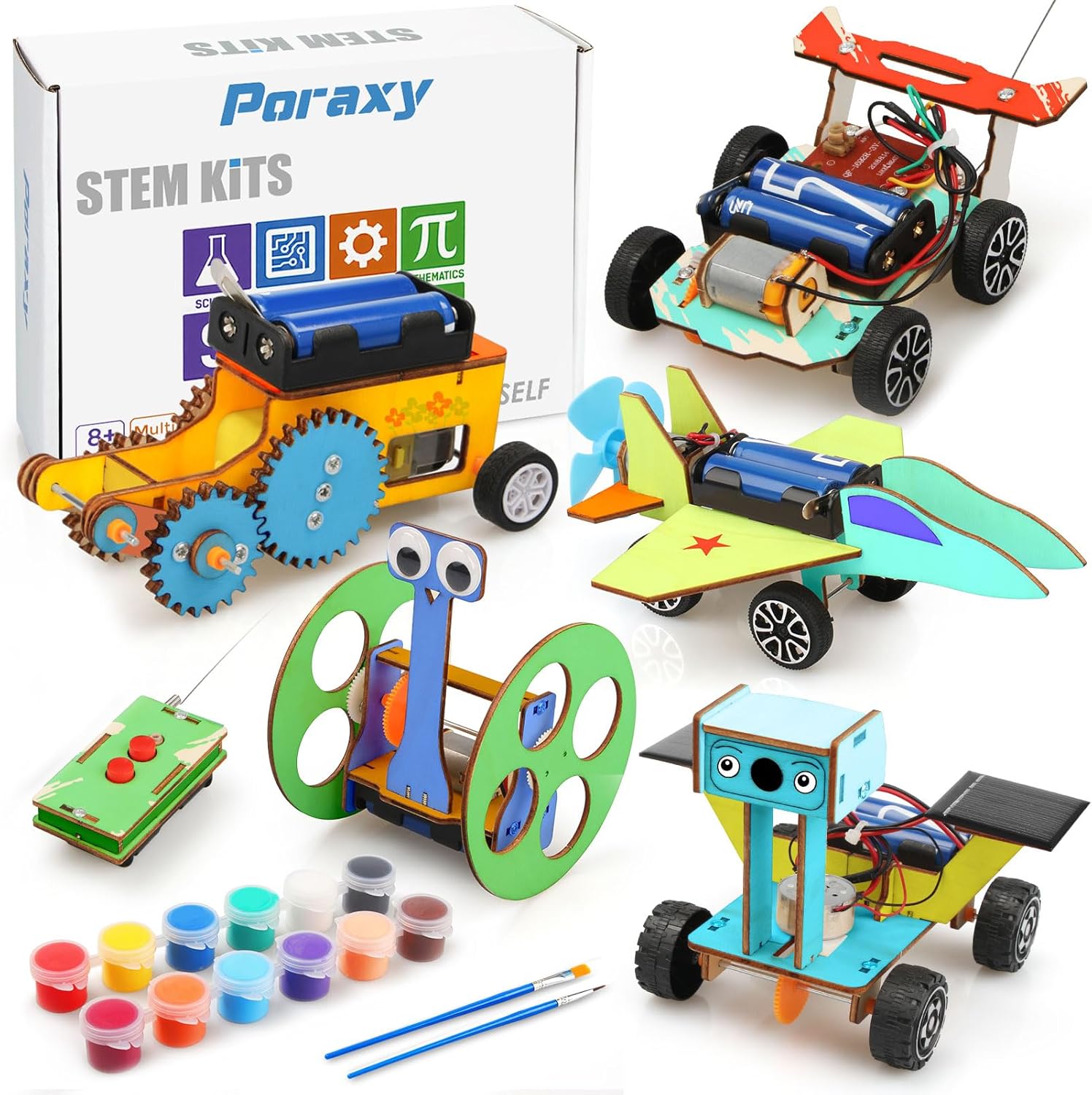 Poraxy 5 in 1 STEM Model Car Kits, STEM Projects for Kids, Boys Toys Age 8-10, 3...