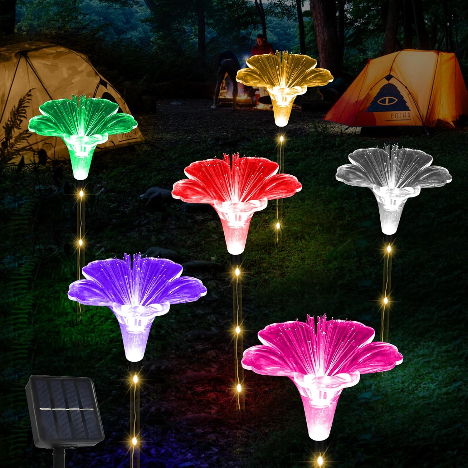 Upgraded Solar Garden Lights Outside Decorations-Set of 6PCS Multicolor Optical...