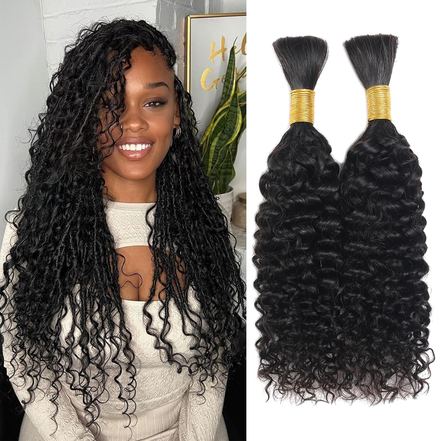 Human Braiding Hair, Special Curly Bulk Human Hair for Braiding, High-Quality No...