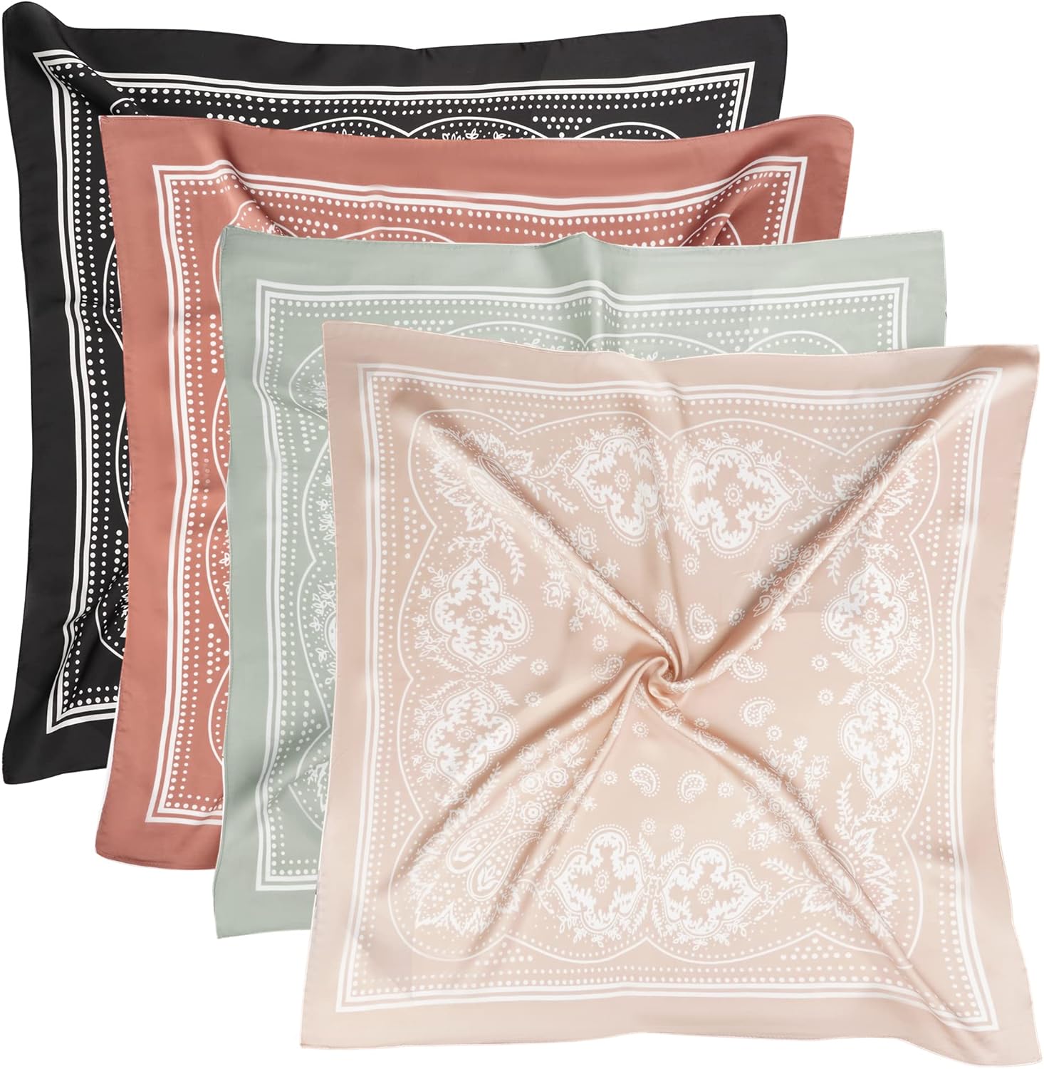 VANLINKER 27.5 Inches Silk Head Scarf for Women Men Vintage Bandanas Satin Hair...