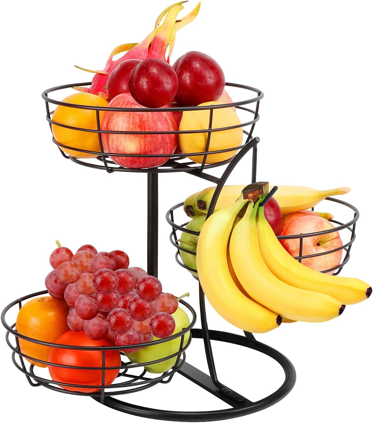 Livabber Fruit Basket Bowl with Banana Hanger, Fruit Vegetable Storage Basket wi...