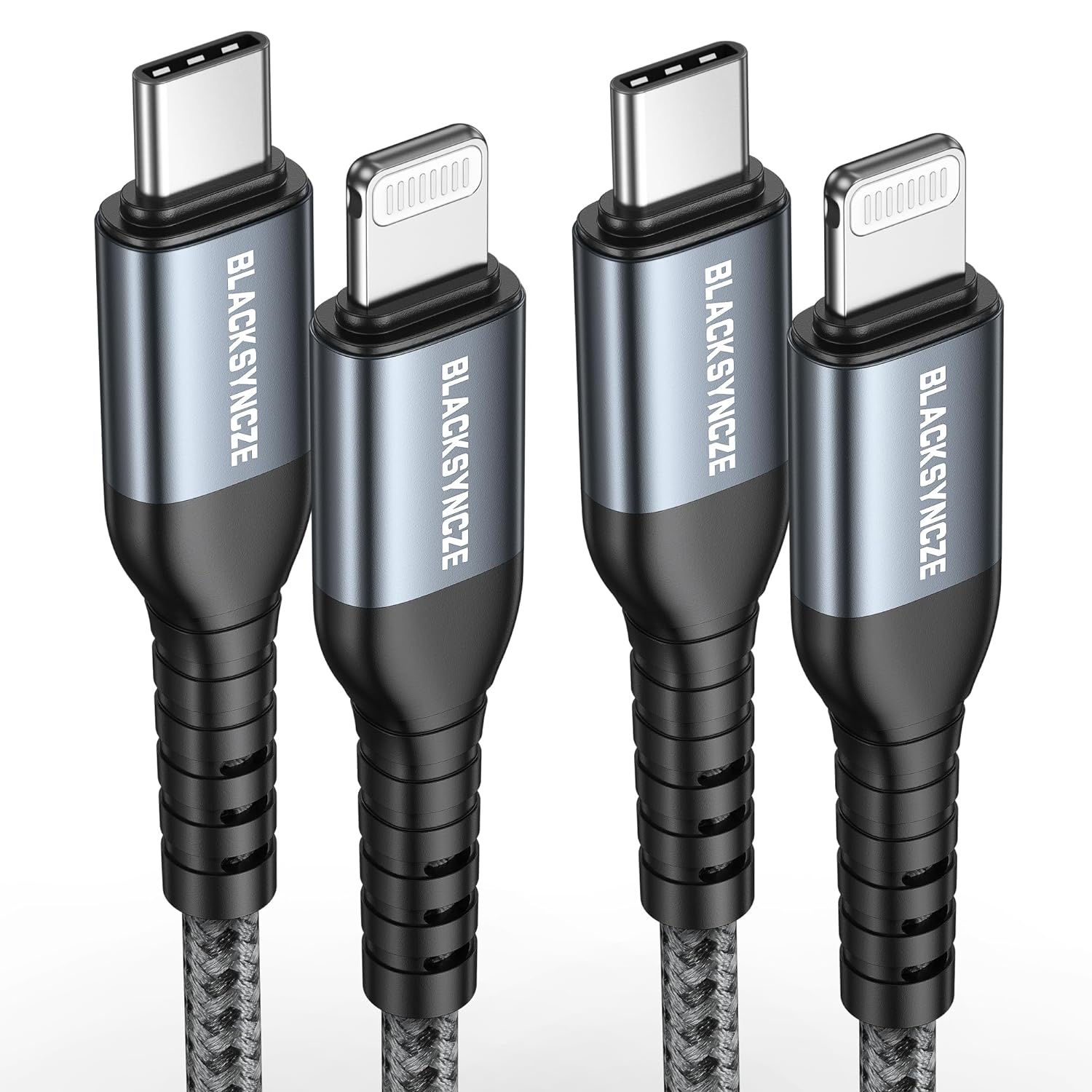 BLACKSYNCZE USB C to Lightning Cable, [2Pack 1M] MFi Certified iPhone Charger Ca...