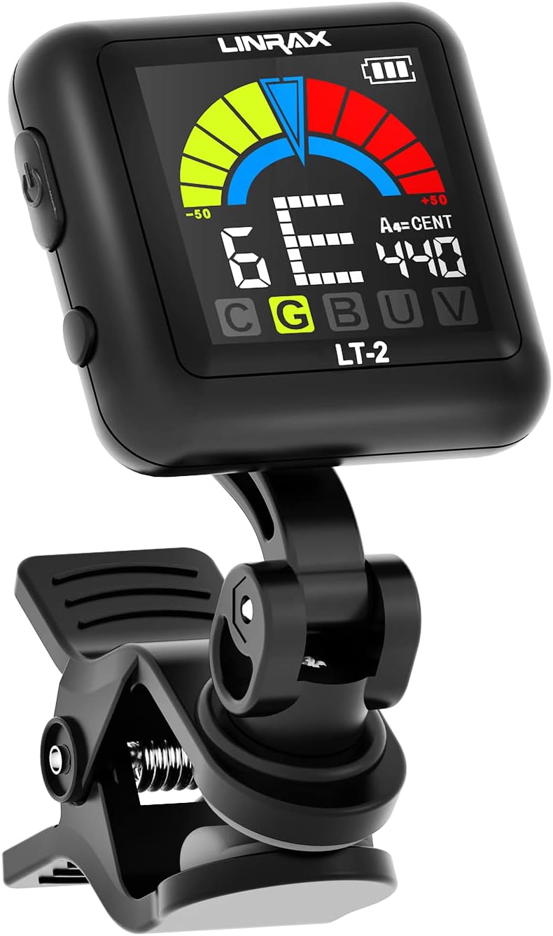 Linrax LT-2 Guitar Tuner Rechargeable Clip On Tuner for Guitar, Bass, Ukulele, V...