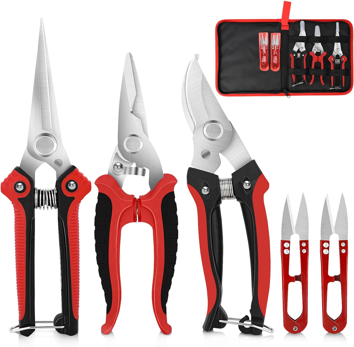 Chilymes Garden Secateurs, 5PCS Pruning Shears Set, Stainless Steel Sharp Blade,...
