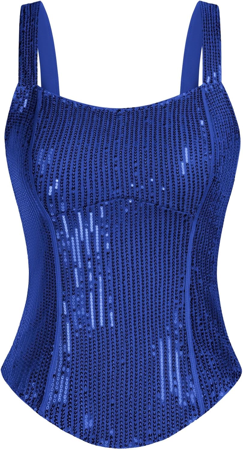 GRACE KARIN Sequin Tank Tops for Women, Special Bustier Corset Top with Sparkle,...