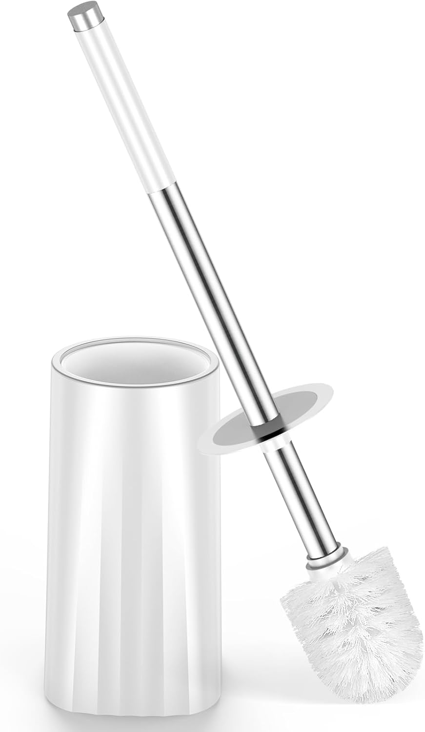 Toilet Brush, Compact Size Toilet Bowl Brush and Holder with Stainless Steel Han...