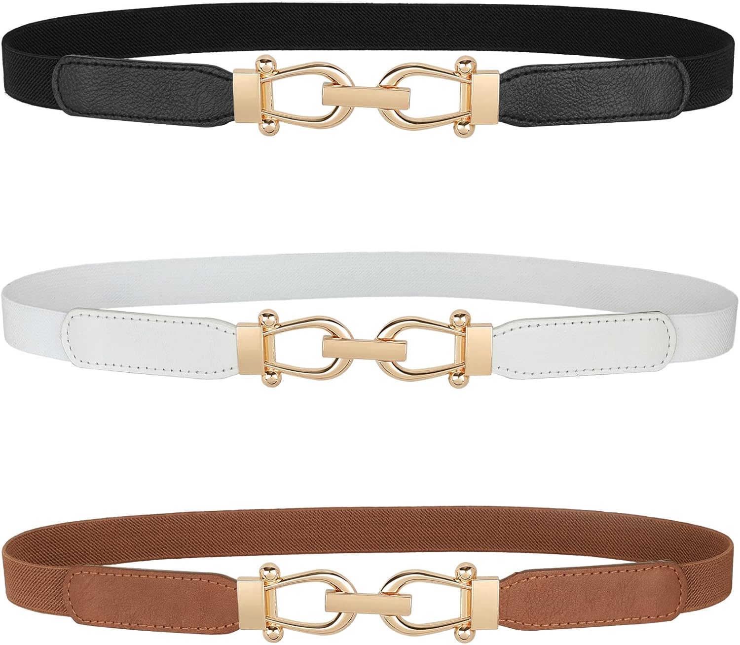 JASGOOD Women Skinny Elastic Belt for Dresses,Thin Retro Stretch Waist Belt with...