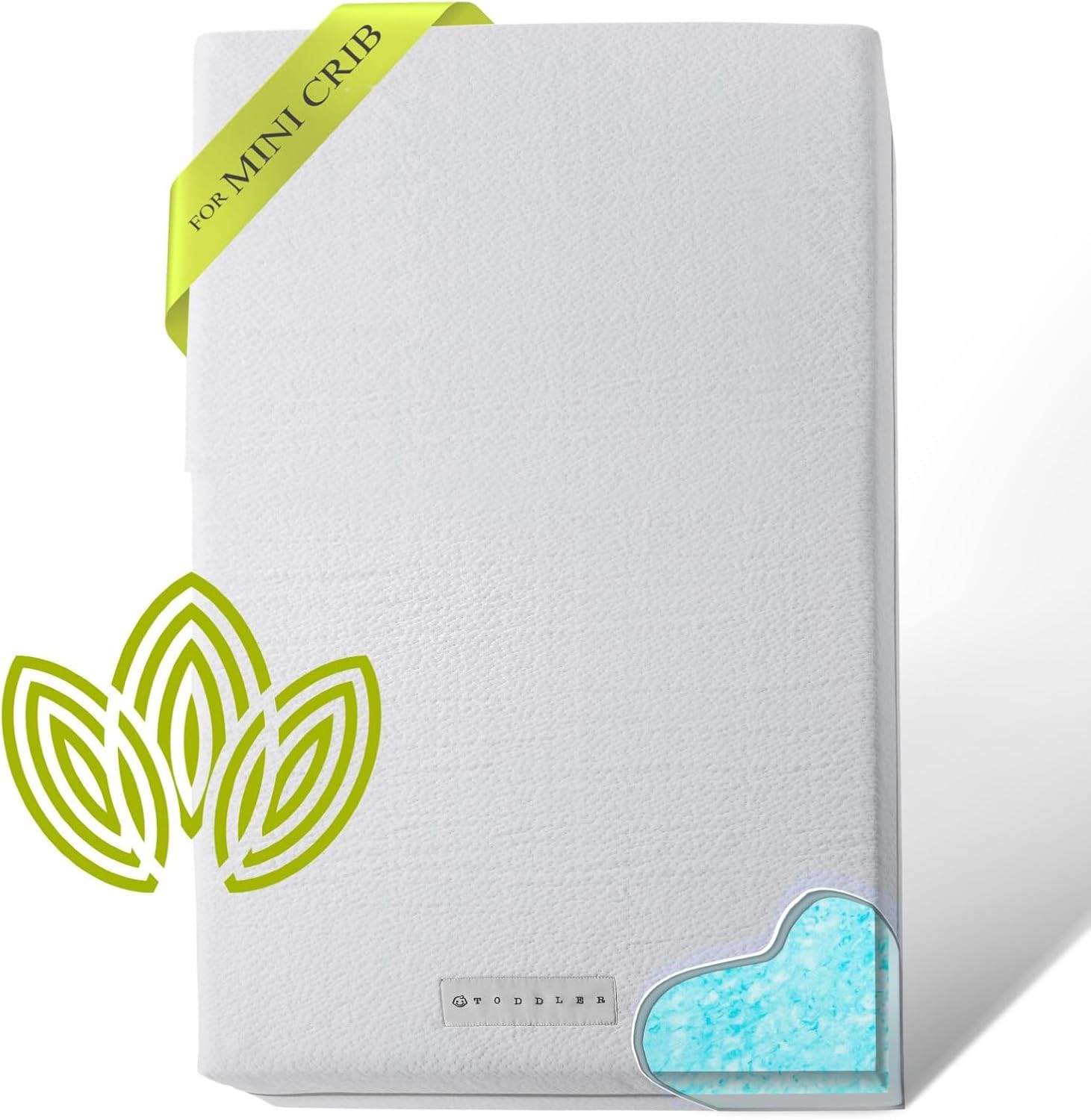 Organic Cotton Dual-Sided Mini Crib Mattress, 38x24x3 Premium Memory Foam 2-Stag...