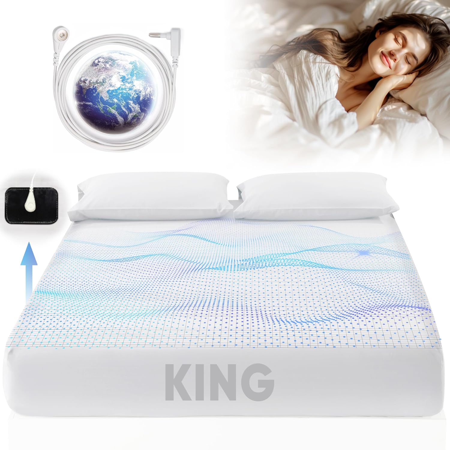 Grounding Sheets King Size, 95% Organic Cotton + 5% Pure Silver Fiber, Grounded...