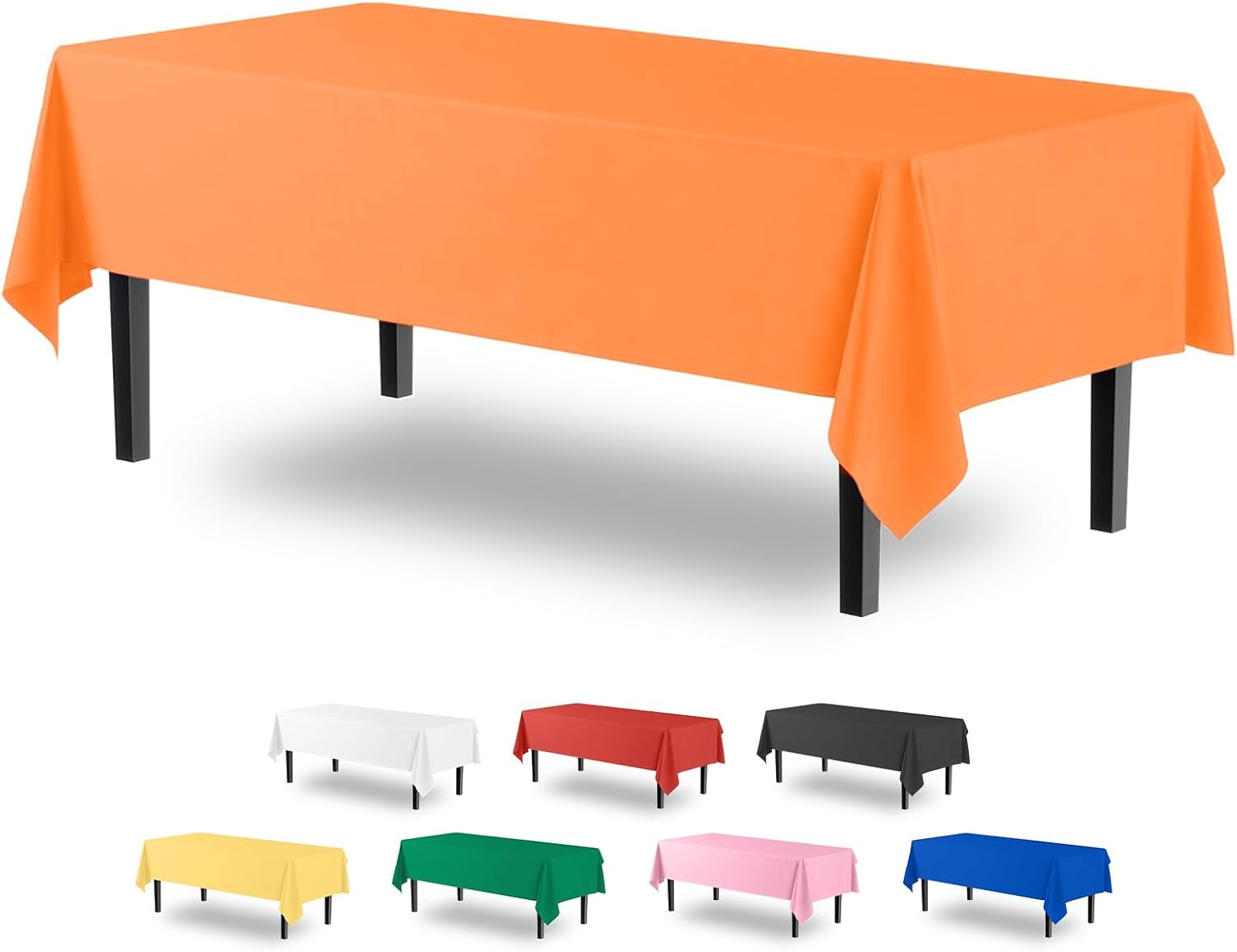 XHDA 6 Pack Orange Party Table Cloth 54" x 108", Plastic Table Cloth Wipeable, R...