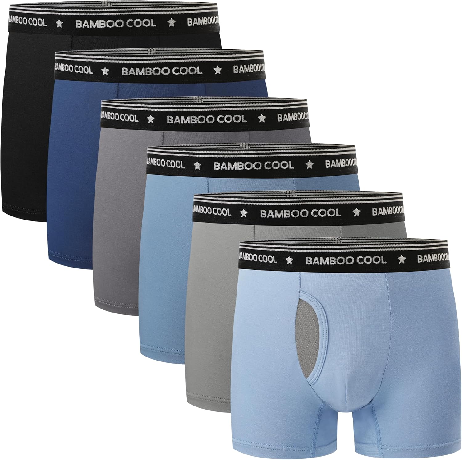 BAMBOO COOL Boy's Underwear Boxer Briefs for Boy Breathable Mesh Fly Zone Moistu...