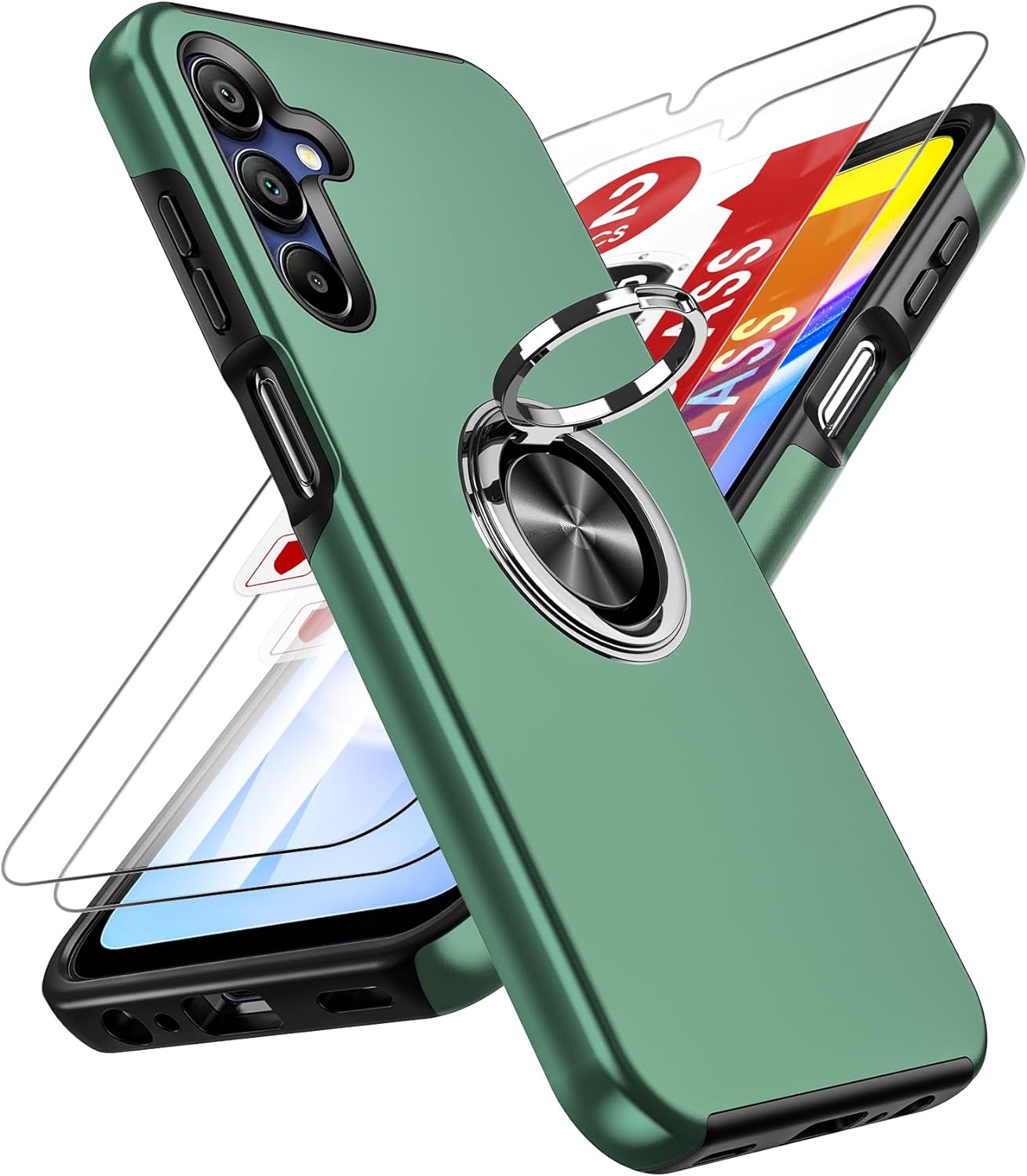 LeYi for Samsung Galaxy A15 4G/5G Phone Case with 2 Tempered Glass Screen Protec...